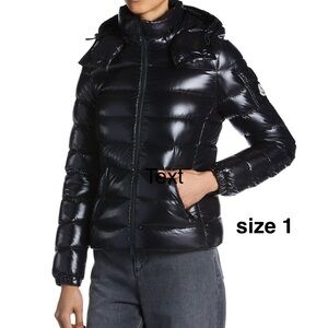 Moncler Bady Women’s Shiny BLACK Puffer Jacket Size 1 Authentic With Dust Bag